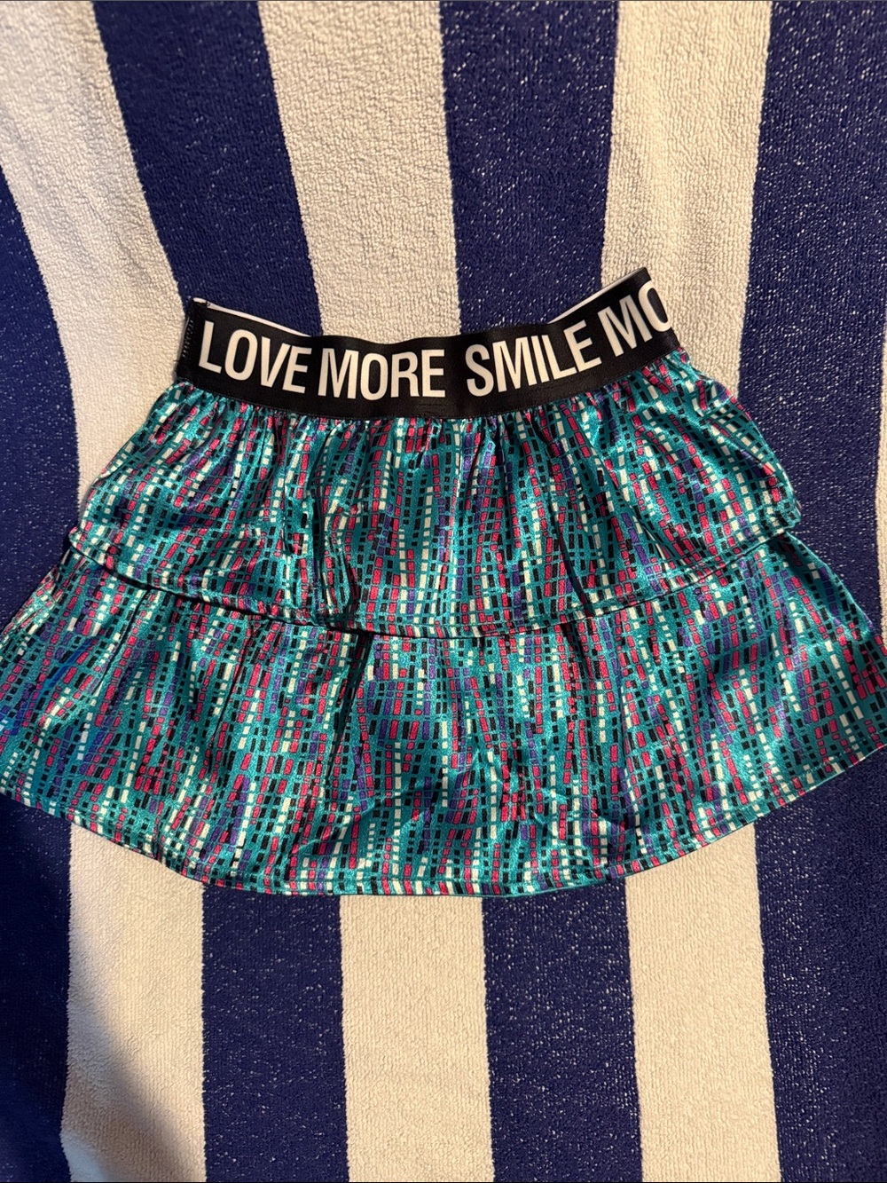 Girls Teal Multi-Color Tiered Skort